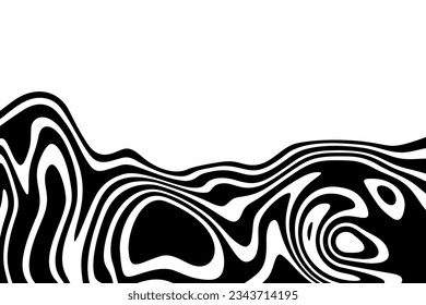 Cover for a poster with waves and vibrations of optical illusions. Abstract curved black and white lines. Background for the presentation of advertising, brochures, etc.