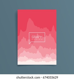 Cover red color with abstract chart lines and text in frame. Template of banners, Placards, Posters, Flyers. Vector illustration, flat