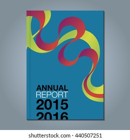 cover with red lines and waves annual report concept