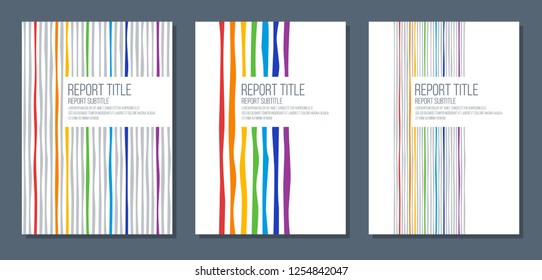 cover for report brochure flyer with rainbow colors curved stripes
