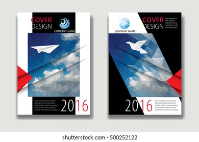 Cover Report Business Colorful Triangle Polygonal Sky Clouds Geometric pattern Design Background, Cover Magazine, Brochure Book Cover Template, vector illustration