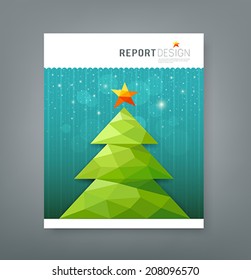 Cover report, Christmas tree geometry design background, Vector illustration