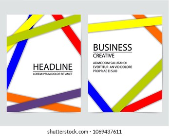 Cover report colorful lines shapes info-graphic with point markers icons design background, vector illustration