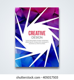 Cover report colorful triangle geometric prospectus design background, cover flyer magazine, brochure book cover template layout, vector illustration.
