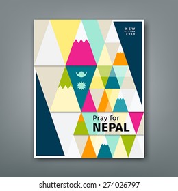 Cover Report colorful triangle geometry pray for Nepal concepts design background, vector illustrations