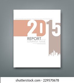 Cover Report number 2015 and silhouette building design background, vector illustration