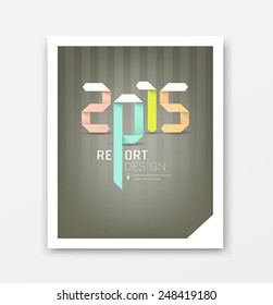 Cover report origami paper 2015 year design, vector illustration