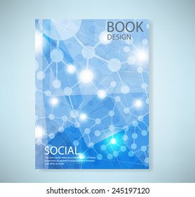 Cover report social network background with media, vector illustration
