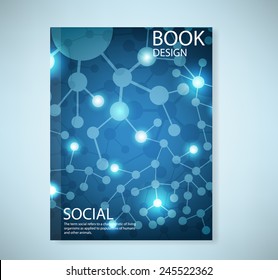 Cover report social network background with media, vector illustration
