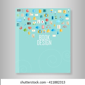 Cover report social network background with media icons, vector illustration