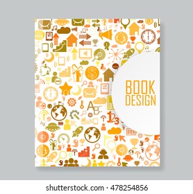 Cover report social network background with media icons, vector illustration
