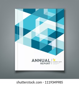 Cover report triangle and square geometry abstract on blue background, vector illustration