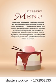 Cover for the restaurant's dessert menu. Vector illustration.
