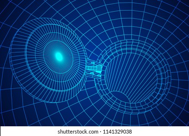 Cover rocket silo intercontinental ballistic missile. Wireframe low poly mesh vector illustration