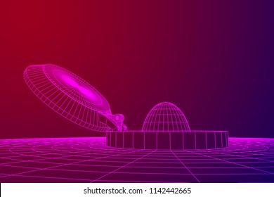 Cover rocket silo intercontinental ballistic missile. Wireframe low poly mesh vector illustration