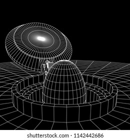 Cover rocket silo intercontinental ballistic missile. Wireframe low poly mesh vector illustration