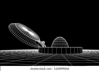 Cover rocket silo intercontinental ballistic missile. Wireframe low poly mesh vector illustration