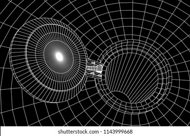 Cover rocket silo intercontinental ballistic missile. Wireframe low poly mesh vector illustration