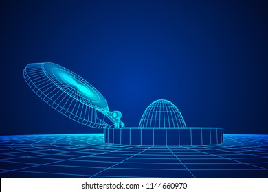Cover rocket silo intercontinental ballistic missile. Wireframe low poly mesh vector illustration