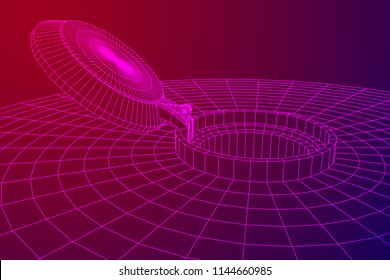 Cover rocket silo intercontinental ballistic missile. Wireframe low poly mesh vector illustration