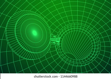 Cover rocket silo intercontinental ballistic missile. Wireframe low poly mesh vector illustration