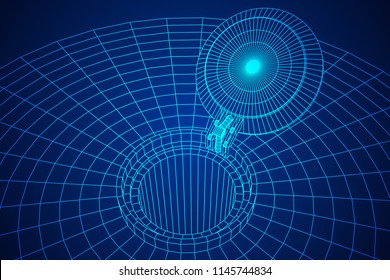 Cover rocket silo intercontinental ballistic missile. Wireframe low poly mesh vector illustration