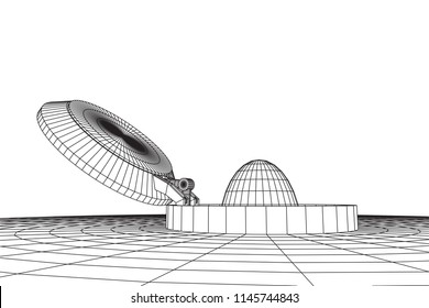 Cover rocket silo intercontinental ballistic missile. Wireframe low poly mesh vector illustration