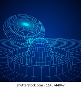 Cover rocket silo intercontinental ballistic missile. Wireframe low poly mesh vector illustration