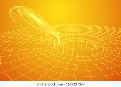 Cover rocket silo intercontinental ballistic missile. Wireframe low poly mesh vector illustration