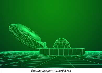 Cover rocket silo intercontinental ballistic missile. Wireframe low poly mesh vector illustration