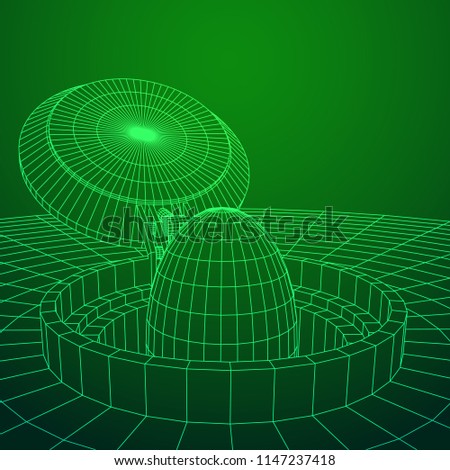 Cover rocket silo intercontinental ballistic missile. Wireframe low poly mesh vector illustration