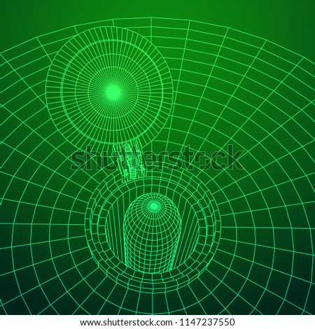 Cover rocket silo intercontinental ballistic missile. Wireframe low poly mesh vector illustration