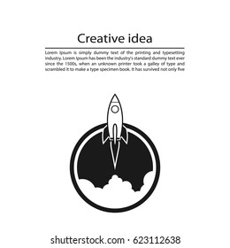 Cover rocket start. Launch a rocket on a template background. Vector illustration