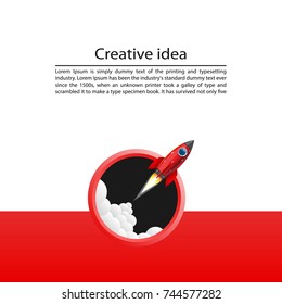 Cover rocket start. Launch a rocket on a template background. Vector illustration