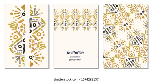 Cover royal greeting design. Modern template with ikat ornament for wedding design or greeting card any purpose