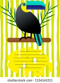 Cover for a school notebook with a place for text. With the image of toucan