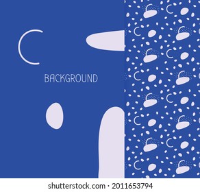 Cover and seamless pattern of abstract shapes. Limitless art doodle elements white ornament on blue background. Boundless decor for fabric, paper wrap, print, wallpaper, notebook Vector illustration