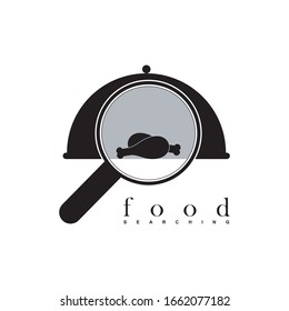 Cover the serving, chicken thigh, and magnifying glass in the food logo.