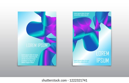 Cover set abstract design. Liquid wave background. Flow shapes vector. Abstract 3d flow shape. Fluid colors pattern. Modern fluid colorful texture.