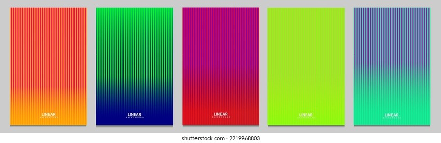 Cover set of abstract fluorescent. Vertical stripes with contrasting colors. Geometric texture, halftone pattern, satured colors. Modern design, vivid color vector template. - Shutterstock ID 2219968803
