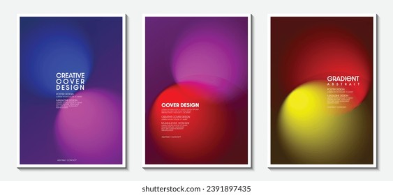 Diseño de conjunto de carátulas con fondo de gradiente multicolor borroso abstracto. Ideas para portadas de revistas, folletos y carteles. EPS del Ilustrador de vectores.