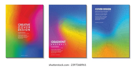 Diseño de conjunto de carátulas con fondo de gradiente multicolor borroso abstracto. Patrón mosaico. Ideas para portadas de revistas, folletos y carteles. EPS del Ilustrador de vectores.