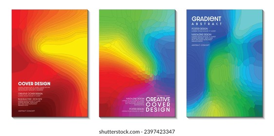Cover set design with abstract blurred multicolor gradient background. Mosaic pattern. Ideas for magazine covers, brochures and posters. Vector Illustrator EPS.