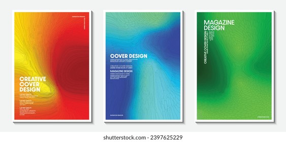 Diseño de conjunto de carátulas con fondo de gradiente multicolor borroso abstracto. Patrón mosaico. Ideas para portadas de revistas, folletos y carteles. EPS del Ilustrador de vectores.