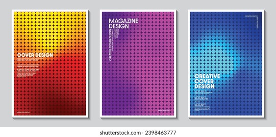 Cover set design with abstract blurred multicolor gradient background. Mosaic pattern. Ideas for magazine covers, brochures and posters. Vector Illustrator EPS.