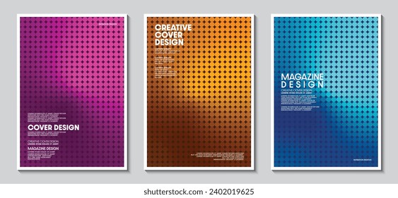 Cover set design with abstract blurred multicolor gradient background. Mosaic pattern. Ideas for magazine covers, brochures and posters. Vector Illust