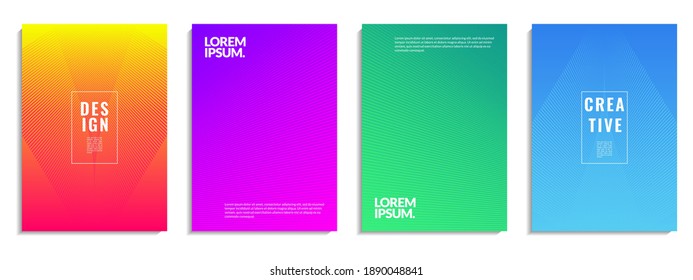 Diseño de conjunto de carátulas. Resumen de formas geométricas de fondo de patrón con textura de línea colorida. Es adecuado para carteles, pancartas, volantes, etc. Ilustración vectorial
