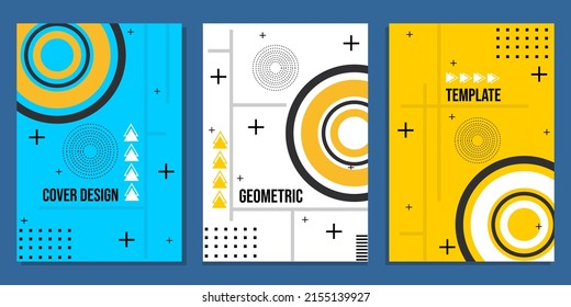 cover set cover design with geometric style background in white, blue, orange