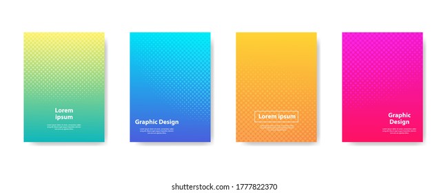 Cover set design. Halftone dots full color design. Future geometric patterns with shadows. Vector eps10