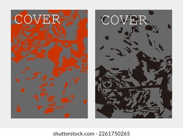 Cover set floral stylized Catharanthus roseus flower